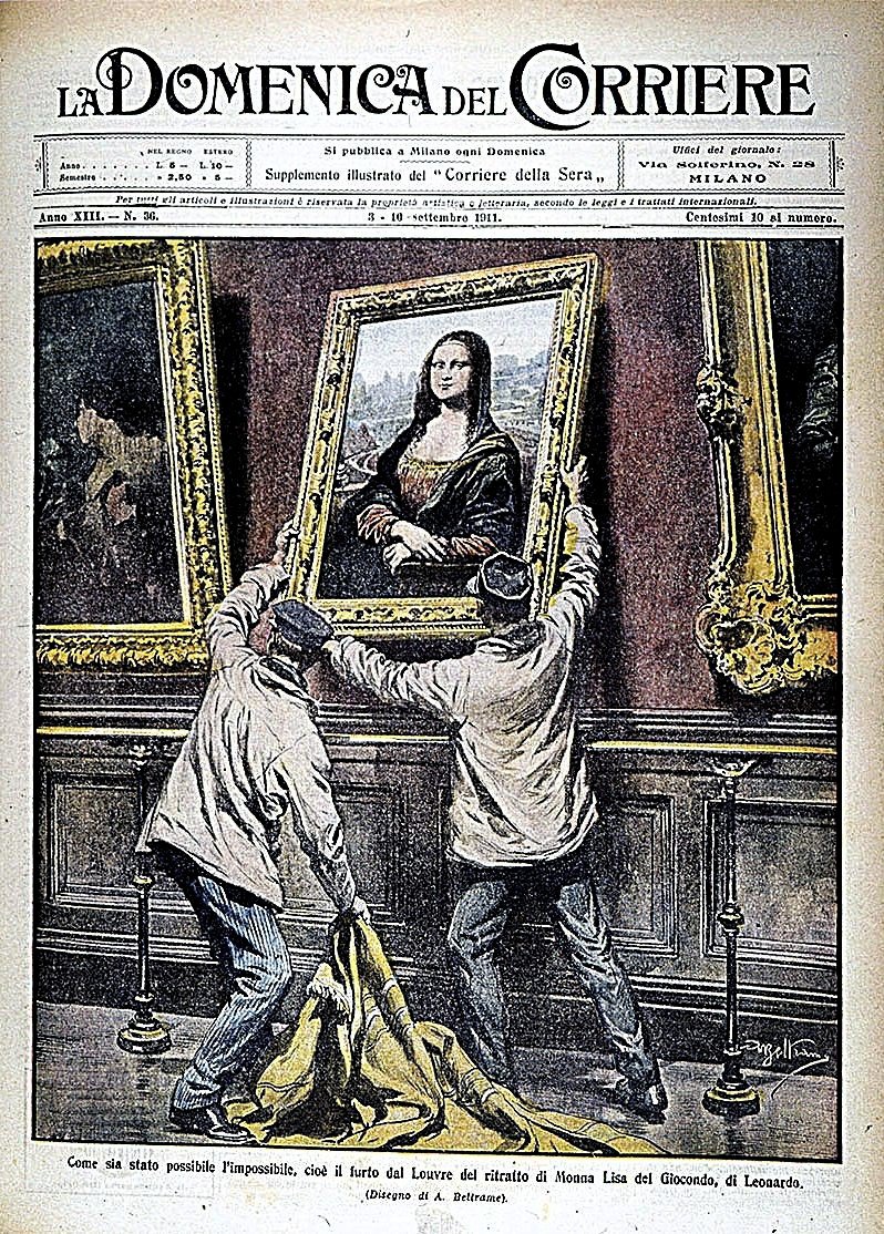 Новина про викрадення Мони Лізи з Лувру«La Domenica del Corriere», вересень 1911