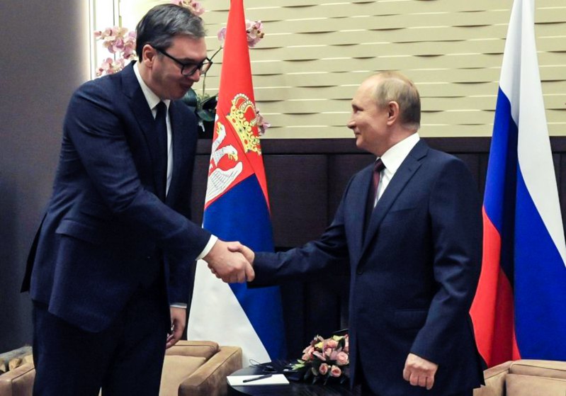 Володимир Путін і Александр Вучич під час зустрічі в Сочі, 25 листопада 2021 року.