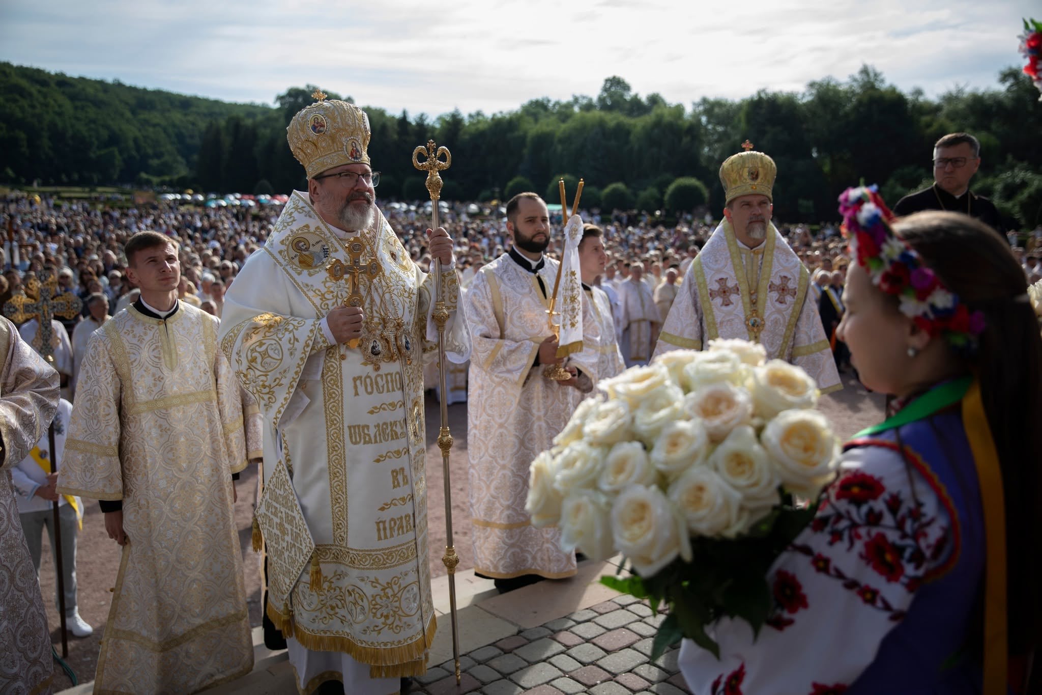 Очільник УГКЦ Блаженніший Святослав Шевчук під час літургії, яка увінчала цьогорічне Всеукраїнське паломництво до Зарваниці, 12 липня 2026