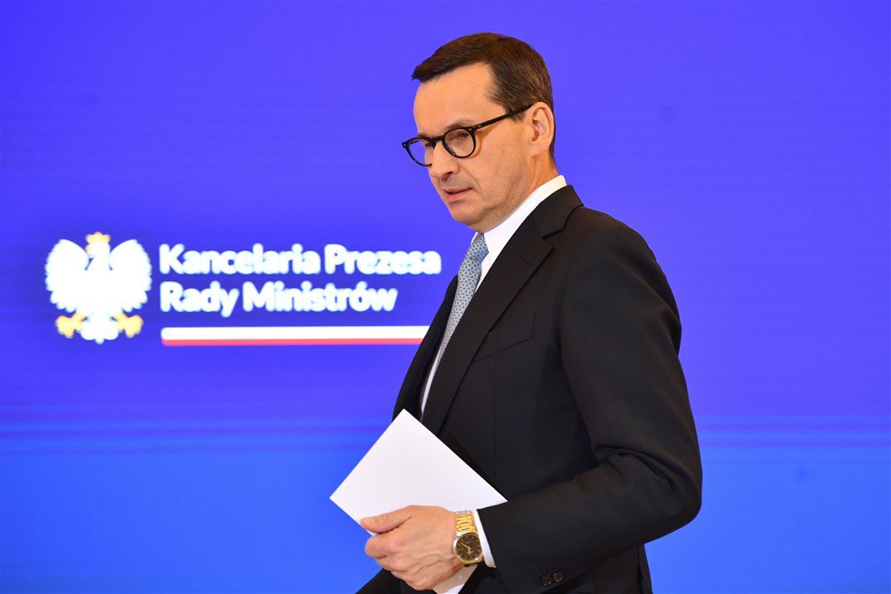 Прем’єр-міністр Польщі Матеуш Моравецький під час пресконференції у Варшаві, 16 листопада 2022 р.