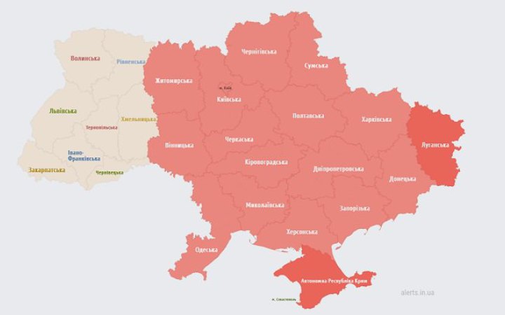 У всіх областях України триває повітряна тривога (оновлено)