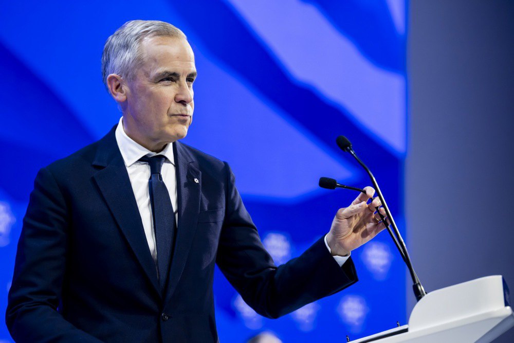 Виступ прем’єр-міністра Канади Марк Карні під час щорічного засідання Всесвітнього економічного форуму в Давосі, 20 січня 2026 р..