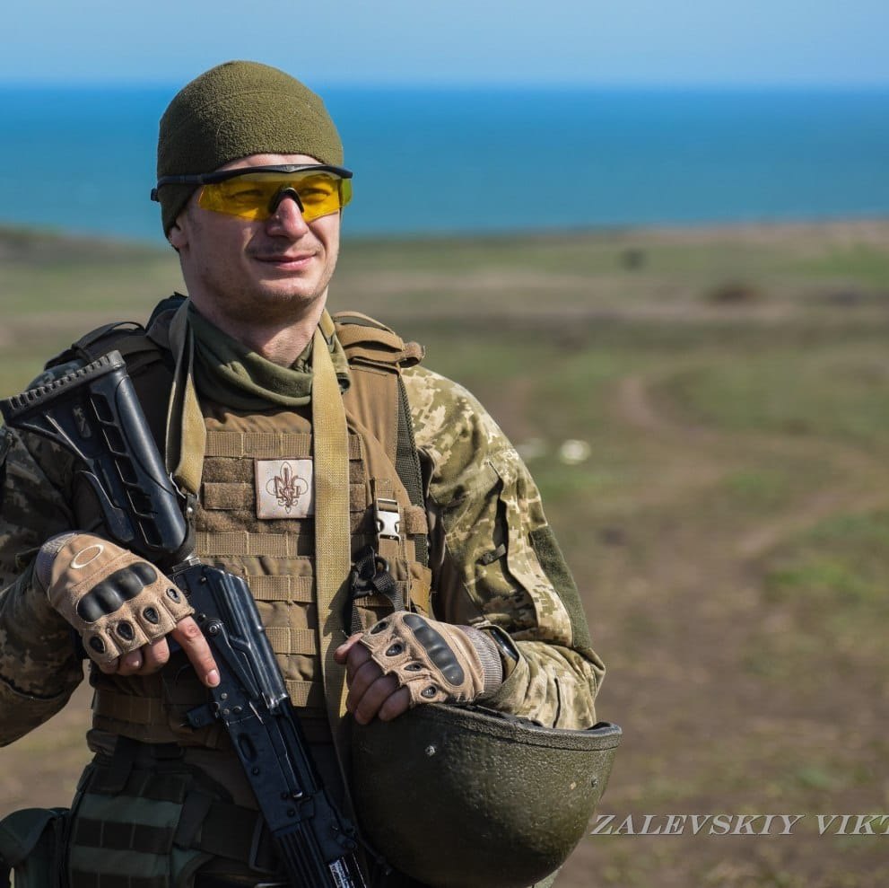 Роман Борщ на полігоні, квітень 2022.