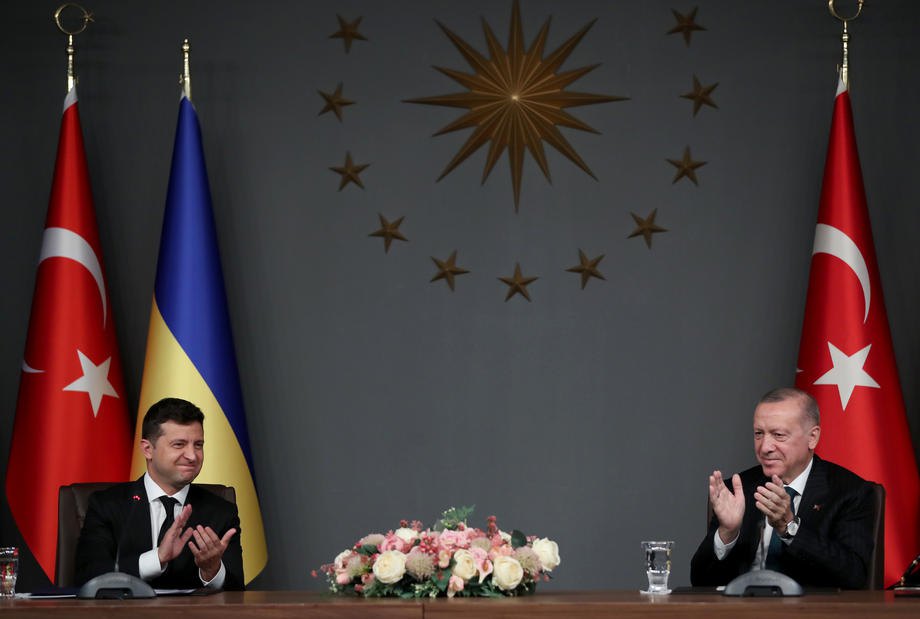 Президент України Володимир Зеленський (ліворуч) і президент Туреччини Реджеп Таїп Ердоган під час зустрічі в Стамбулі,
Туреччина, 16 жовтня 2020 р.