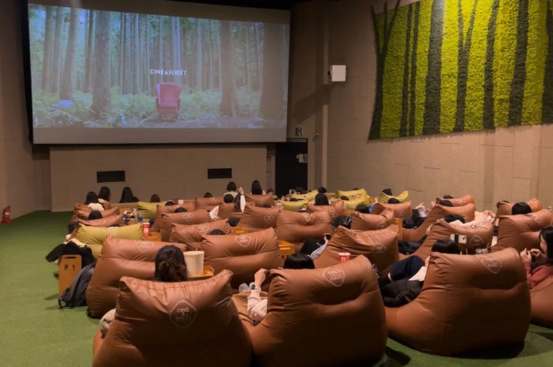 Південнокорейська мережа кінотеатрів CGV запускала щомісячні покази фільмів з в'язанням, дозволяючи глядачам в'язати під час
перегляду фільмів.