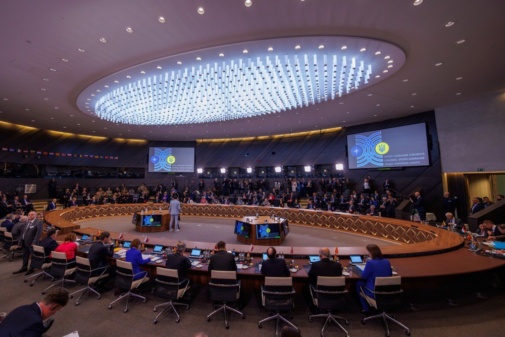 Засідання Ради НАТО — Україна під час зустрічі міністрів закордонних справ Організації Північноатлантичного договору у Брюсселі, 4 квітня 2024 року.
