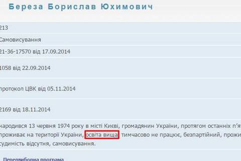 ГПУ підозрює нардепа Борислава Березу в підробці диплома