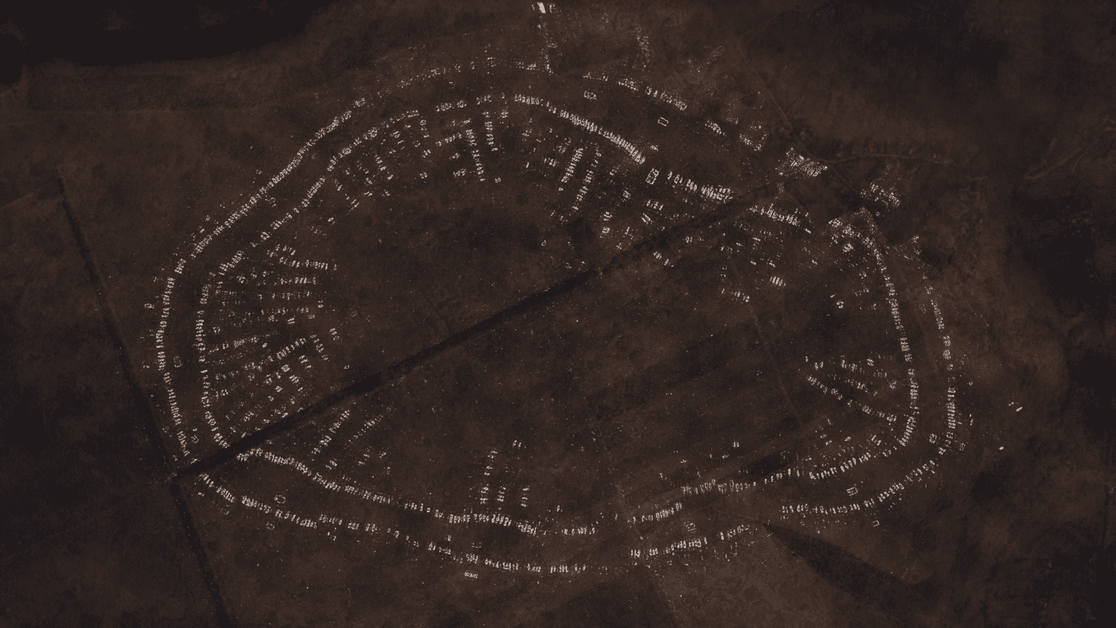 Зображення археологічного поселення Небелівка, реконструйоване за геофізичними даними, 2023 р.