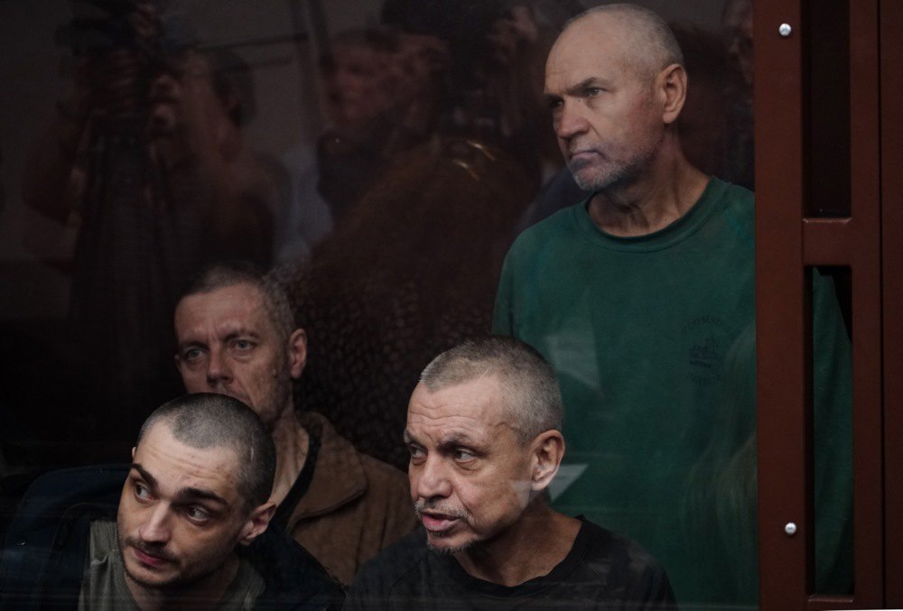 Українські військовополонені під час судового засідання в Ростові-на-Дону, 14 червня 2023 року.