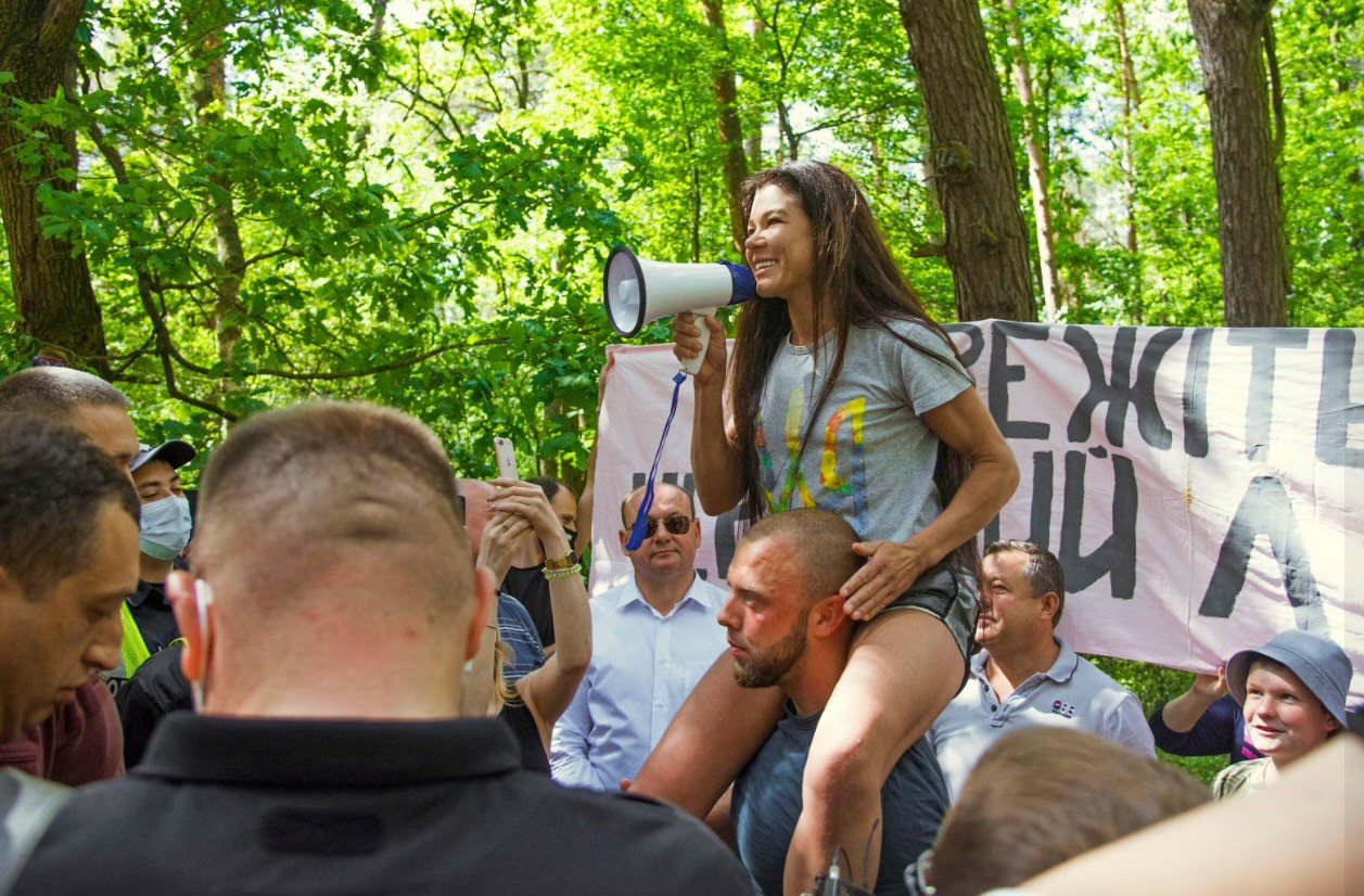 Руслана Лижичко на акції захисту Чернечого лісу, 5 червня 2021 року