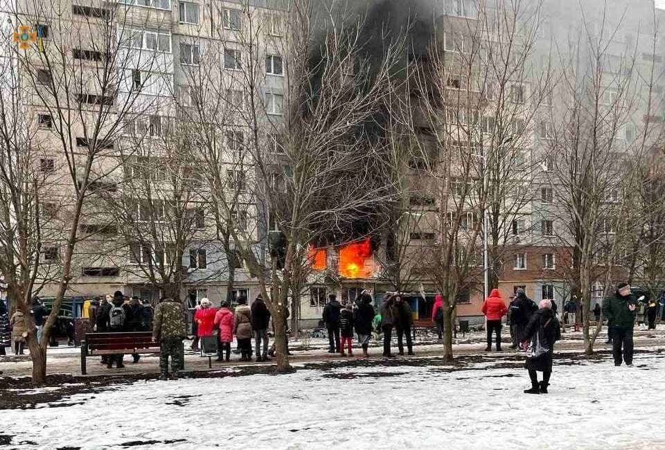Ликвидация пожара в многоэтажке в Кропивницком