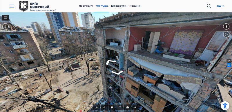 З’явились 3D-тури будівлями Києва, зруйнованими та пошкодженими внаслідок війни 1