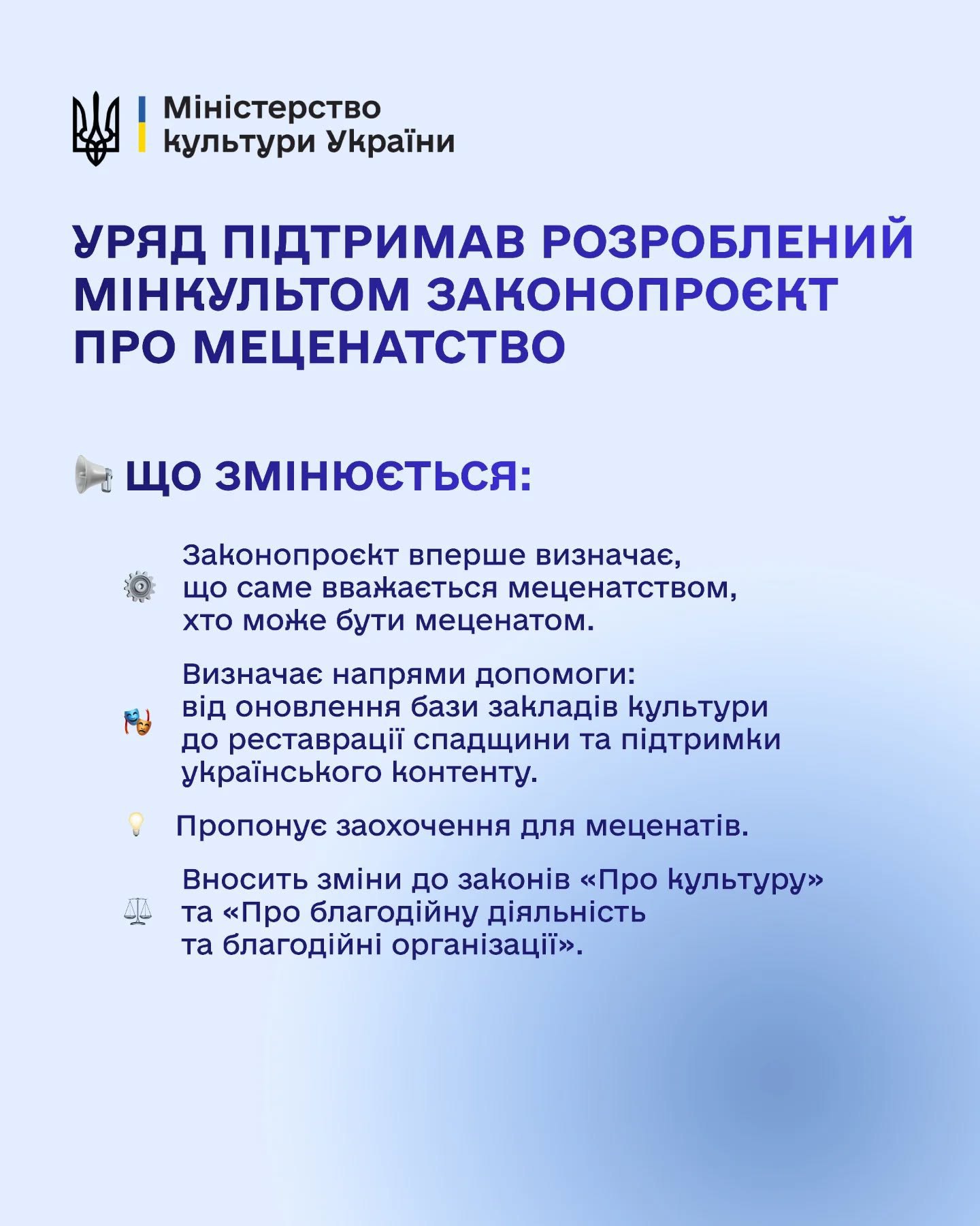 Законопроєкт про меценатську діяльність у сфері культури