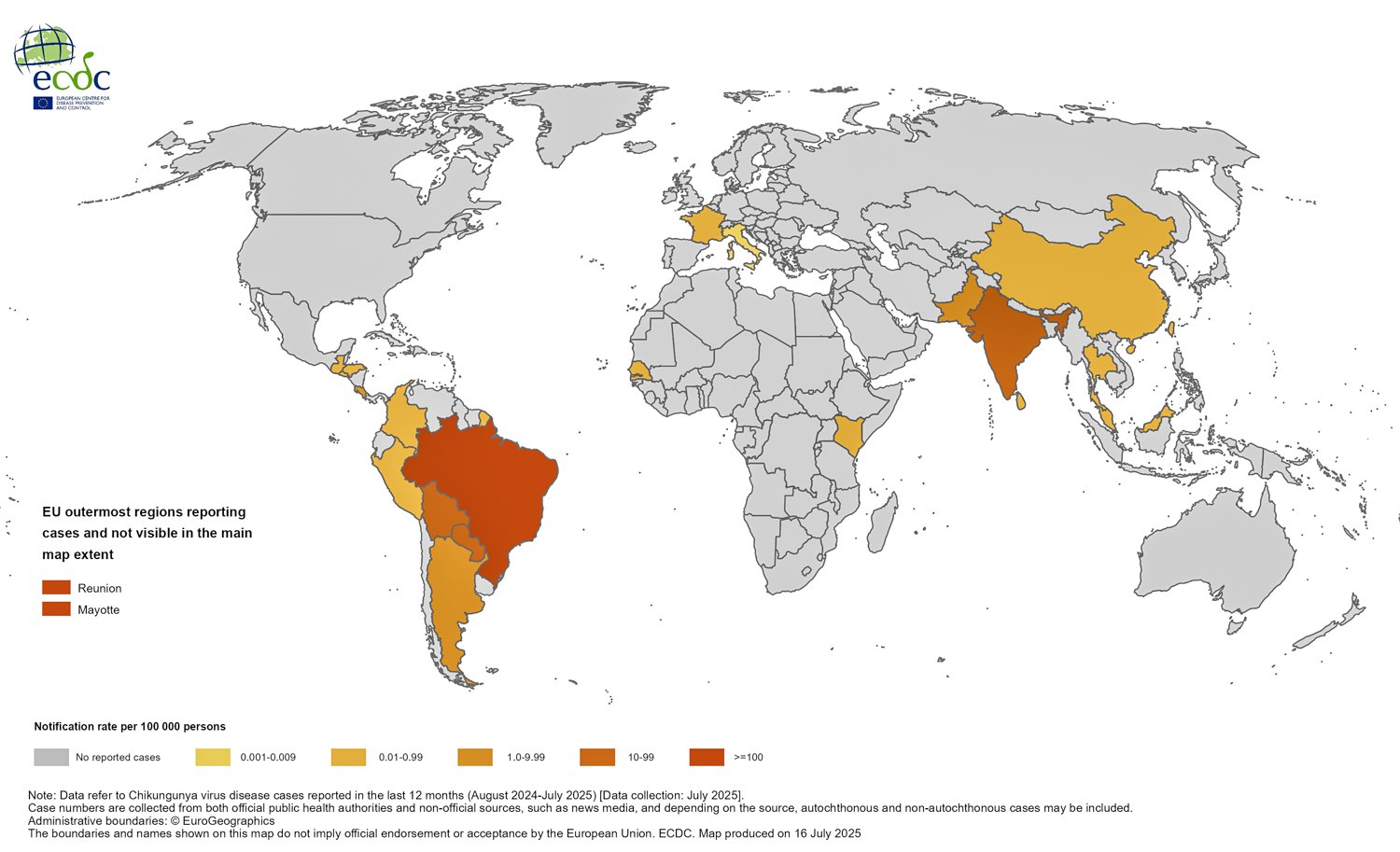Поширення вірусу станом на 13 серпня 2025 року