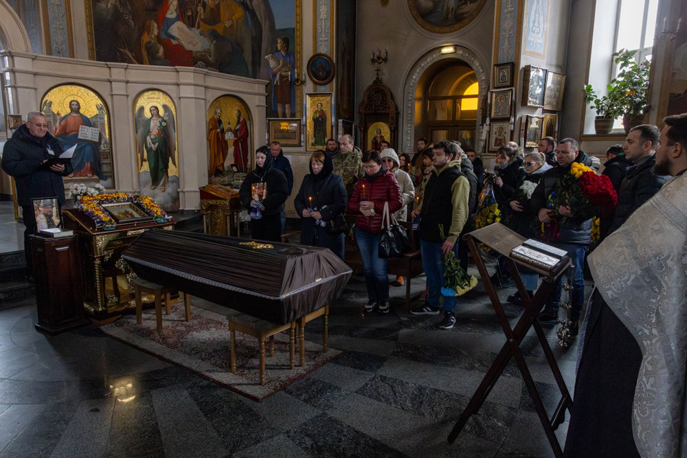 Під час прощання із загиблим захисником України Євгеном Матковським