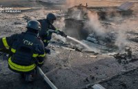 Унаслідок атаки російських безпілотників горіли склади на Білоцерківщині 