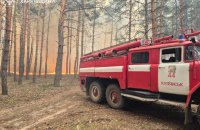 Російські обстріли спричинили велику лісову пожежу на Харківщині