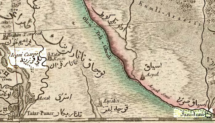 Janiduni та Iegni Czarne на карті Річчі Заноні 1769 р.