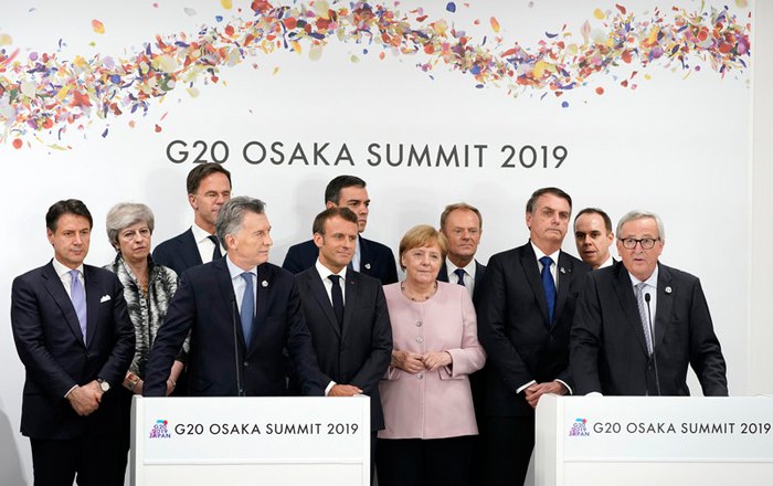 Пресс-конференция лидеров стран участниц на саммите G20 в Осаке, 29 июня 2019.