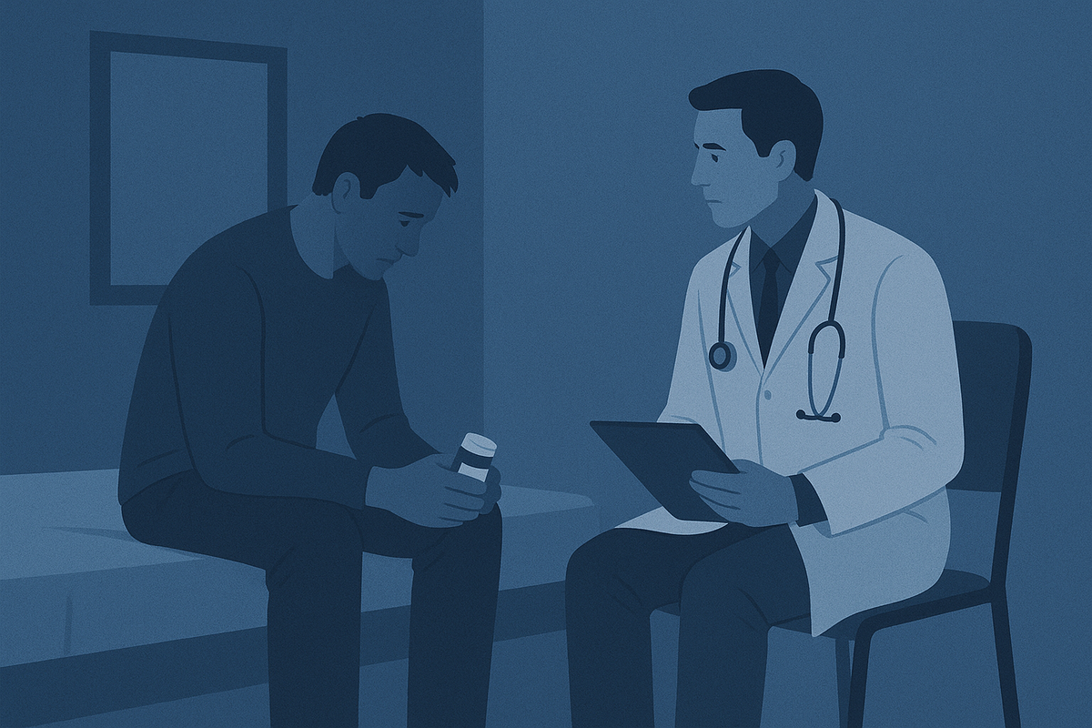 Пацієнт і лікар на ліжку в палаті лікарні