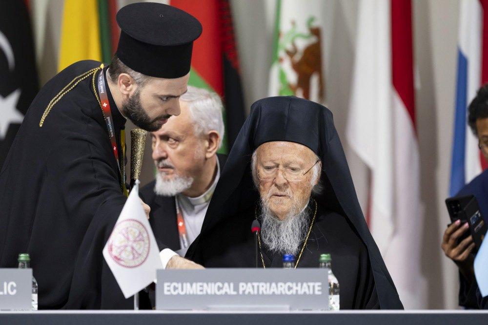 Вселенський Патріарх Константинопольський Варфоломій на пленарному засіданні Саміту миру