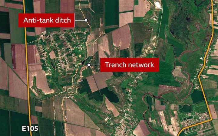 Росія у підготовці до контрнаступу України звела фортифікаційні споруди в різних місцях: знімки з супутника