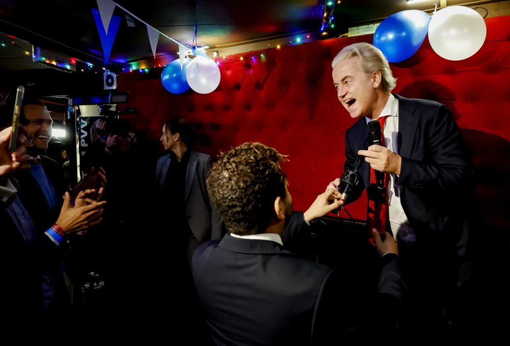 Герт Вілдерс у день виборів у Схевенінгені, Нідерланди, 22 листопада 2023 р.