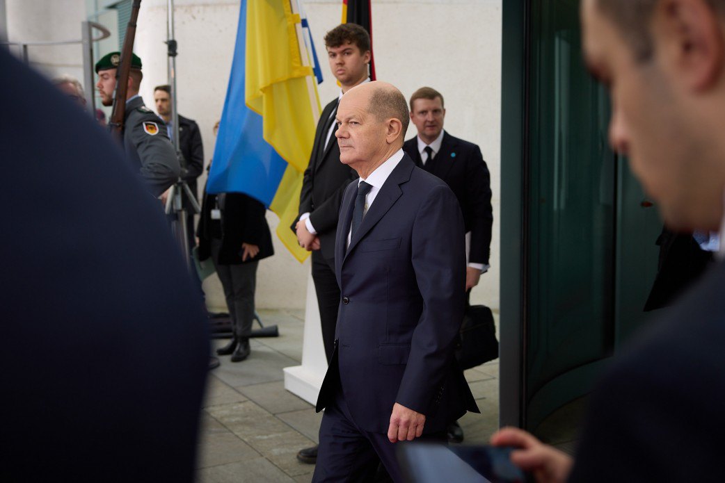 Олаф Шольц під час візиту президента України до Німеччини