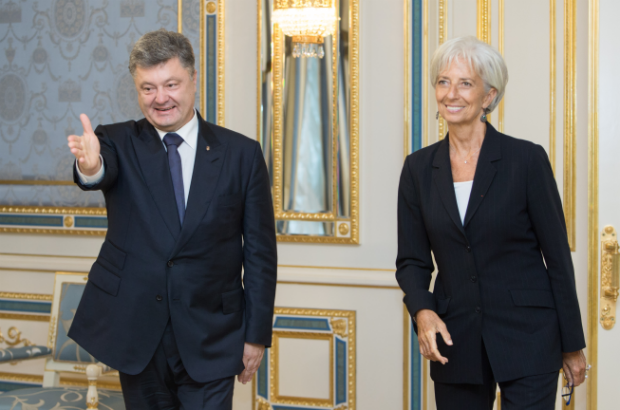 Президент Украины Петр Порошнко и глава МВФ Кристин Лагард
