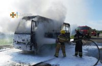 В Харькове дотла сгорела маршрутка