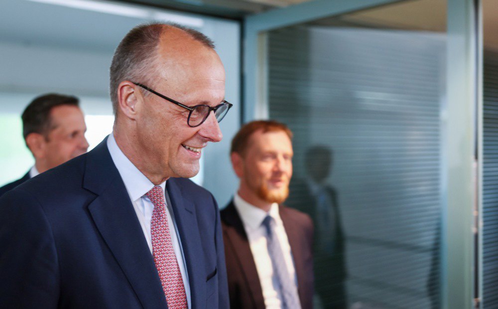 Канцлер Німеччини Фрідріх Мерц під час пресконференції у офісі канцлера в Берліні, 18 червня 2025 року.