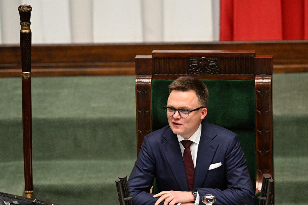 Новообраний спікер Шимон Головня виступає під час інавгураційного засідання Сейму, Варшава, 13 листопада 2023 року.