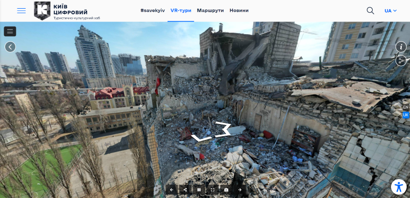 З’явились 3D-тури будівлями Києва, зруйнованими та пошкодженими внаслідок війни 3