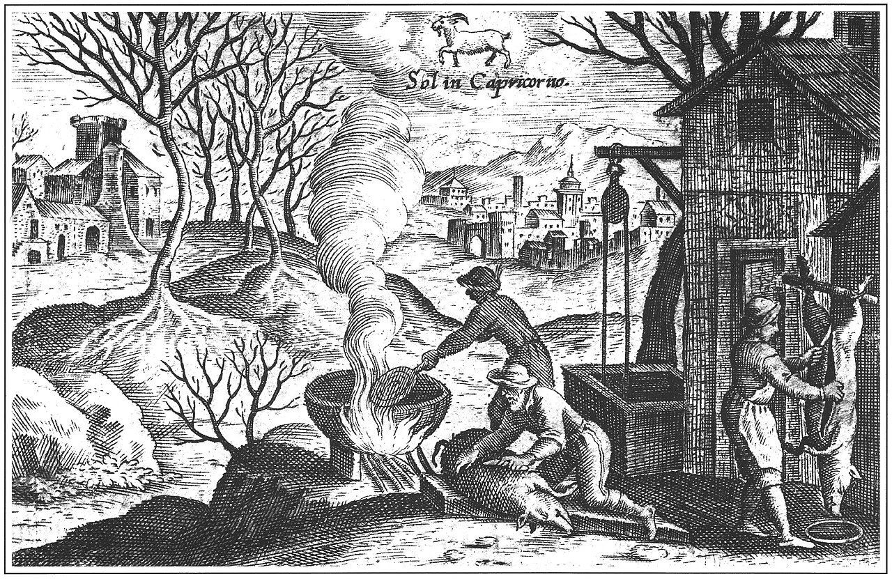 Гравюра Олександра Тарасевича із зображенням забою свиней, 1672 рік