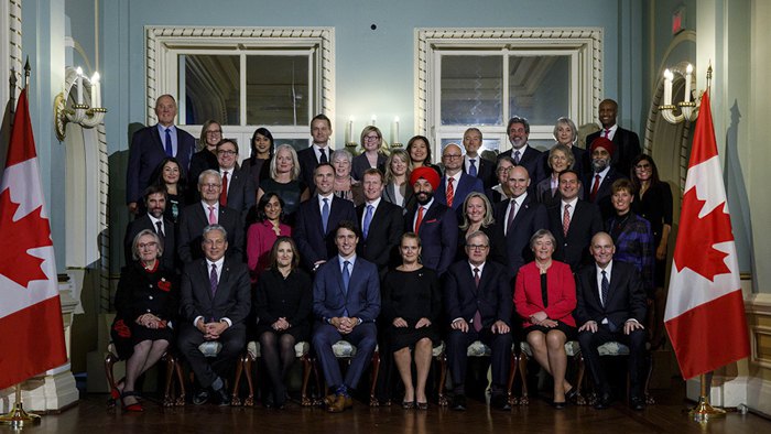 Прем'єр-міністр Джастін Трюдо оголосив членів нового кабміну після церемонії прийняття присяги, 20 листопада 2019. 