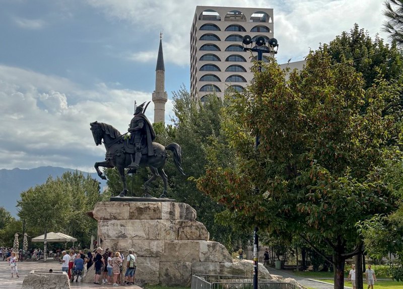 Skanderbeg Monument in central Tirana, the capital of Albania