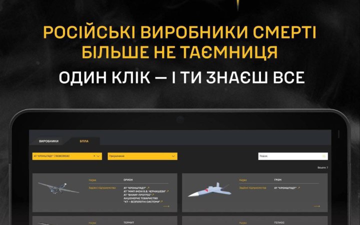 ГУР почало публікувати інформацію про виробників озброєння та військової техніки росіян