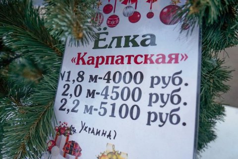 В центре Симферополя продают елки из Прикарпатья