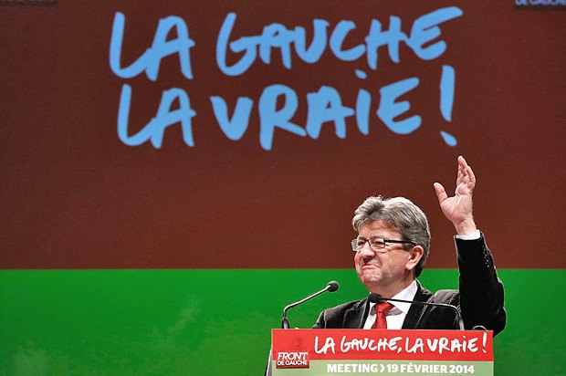 Один из лидеров «Front de gauche» Жан-Люк Меланшон во время митинга в Марселе
