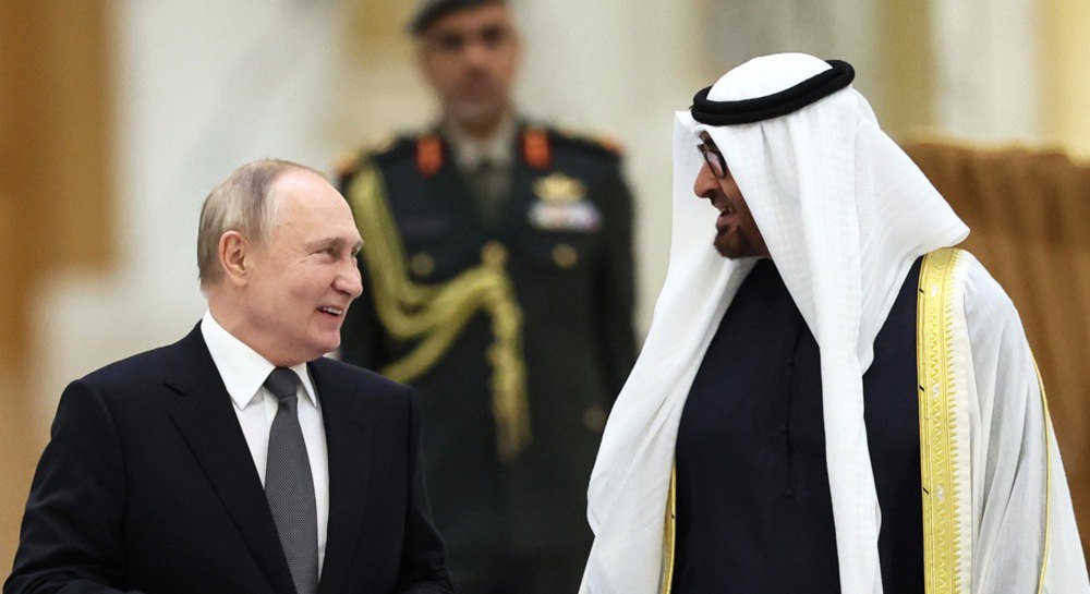 Путін і президент Об'єднаних Арабських Еміратів Мухаммад ібн Заїд Аль Нагаян, 6 грудня 2023 року