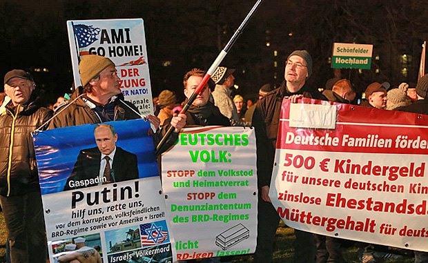 Участники марша PeEGIDA в Дрездене, 5 января 2015.
