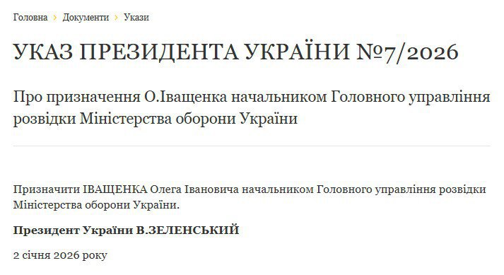 текст указу про призначення Олега Іващенка