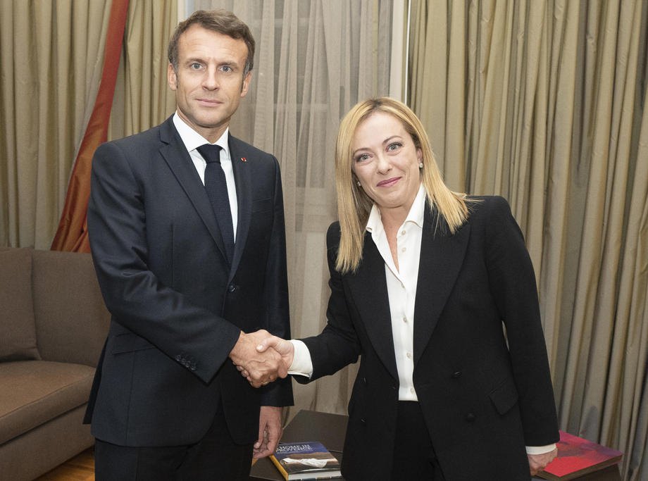 Прем’єр-міністерка Італії Джорджія Мелоні під час зустрічі з президентом Франції Емманюелем Макроном у Римі, 23 жовтня 2022 року.