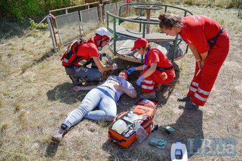 Красный Крест провел учения по отработке действий при взрыве в жилом доме