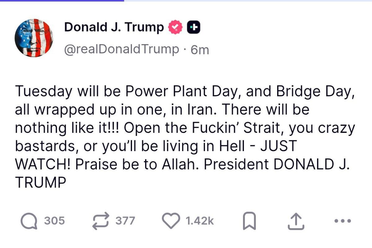 скріншот з допису Дональда Трампа у соцмережі Truth Social