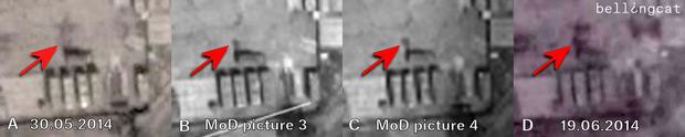 MoD picture 4 - анализируемый снимок, MoD picture 3 - снимок, с которым сравнивали свою подделку в
Минобороны, остальные - снимки Google