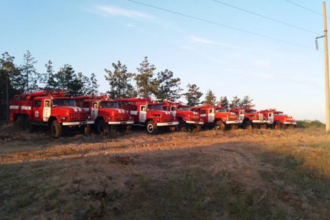 Пожарные продолжают бороться с лесным пожаром в Херсонской области