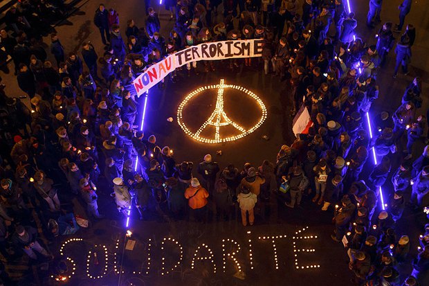 Акция в поддержку парижан и против терроризма в Лозанне