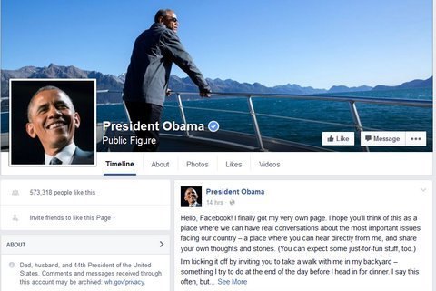 Обама створив сторінку у фейсбуці