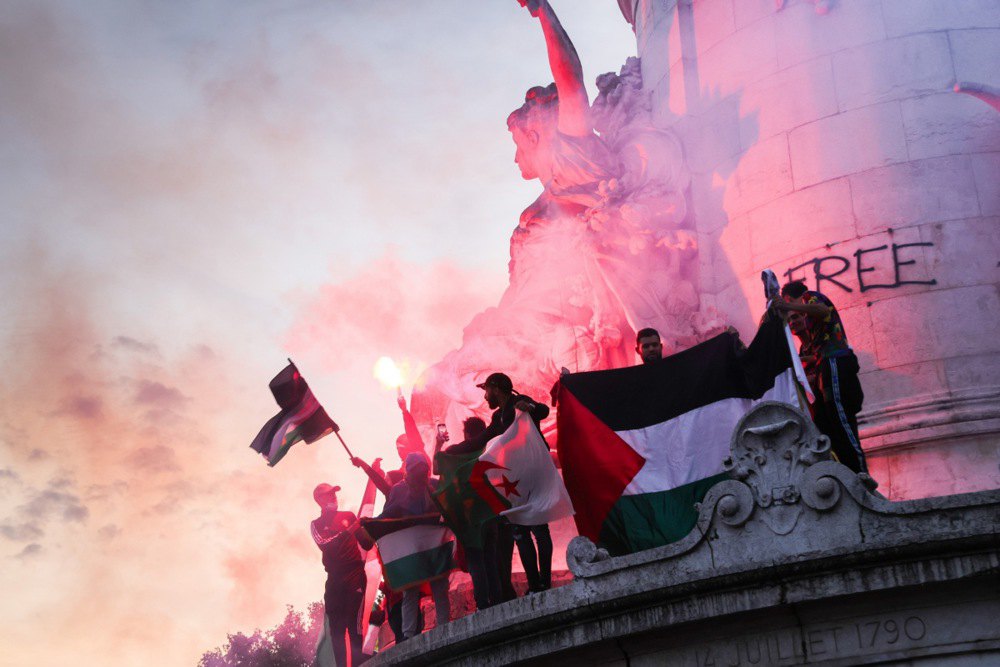 Під час забороненої акції на підтримку палестинського народу на площі Республіки в Парижі, 12 жовтня 2023 року.